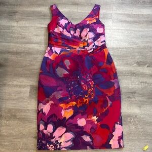 Coast floral ruched cotton sleeveless formal evening wedding occasion dress Sz 8